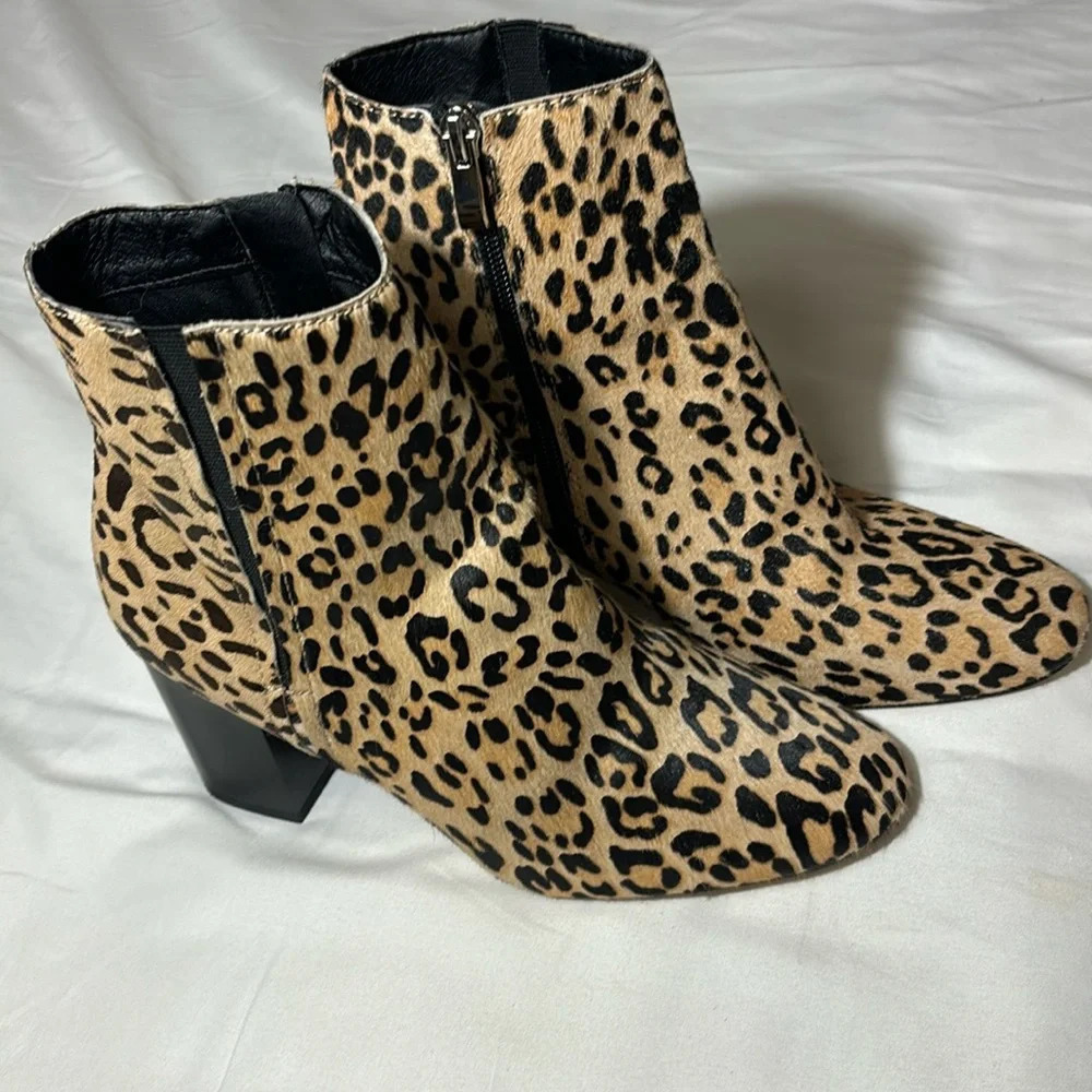 Halogen Leopard Cheetah Haircalf Abbi Block
Heel Booties